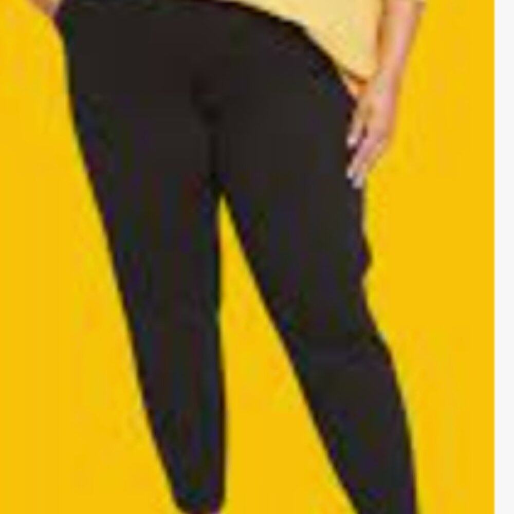 NWT LEA & VIOLA Curve Plus Size Black Drawstring Pants 3X